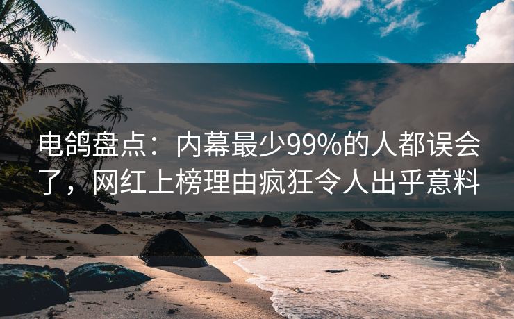 电鸽盘点：内幕最少99%的人都误会了，网红上榜理由疯狂令人出乎意料