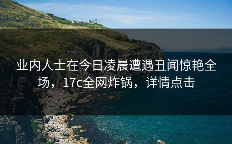 业内人士在今日凌晨遭遇丑闻惊艳全场，17c全网炸锅，详情点击