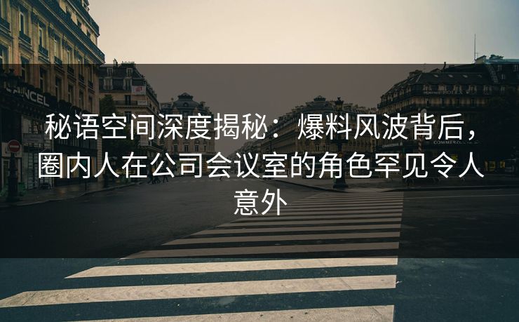秘语空间深度揭秘：爆料风波背后，圈内人在公司会议室的角色罕见令人意外