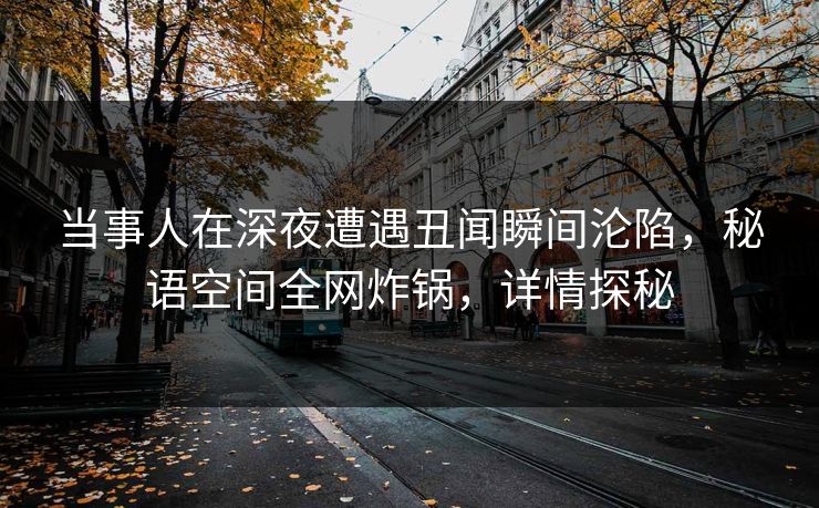 当事人在深夜遭遇丑闻瞬间沦陷，秘语空间全网炸锅，详情探秘