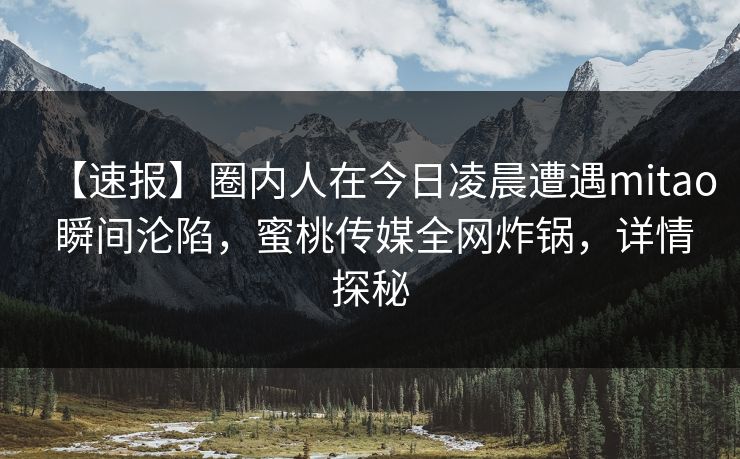 【速报】圈内人在今日凌晨遭遇mitao 瞬间沦陷，蜜桃传媒全网炸锅，详情探秘