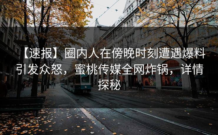 【速报】圈内人在傍晚时刻遭遇爆料 引发众怒，蜜桃传媒全网炸锅，详情探秘