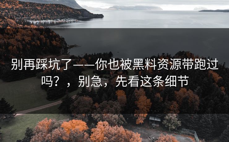 别再踩坑了——你也被黑料资源带跑过吗？，别急，先看这条细节